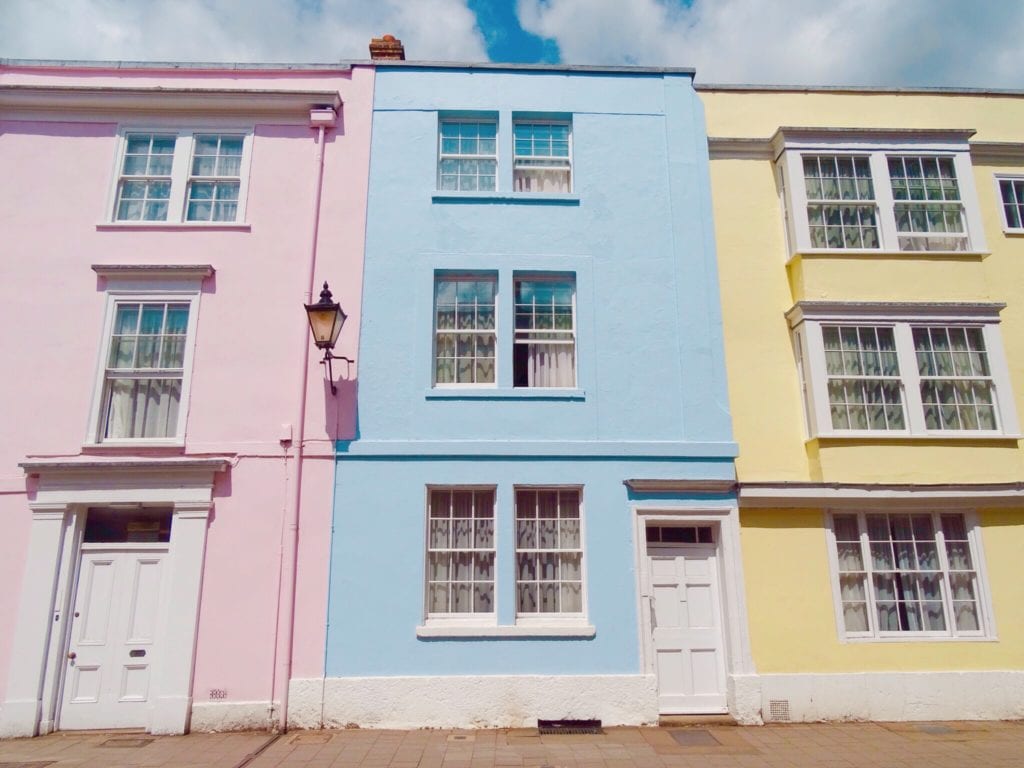 Colourful houses Holywell Street Oxford