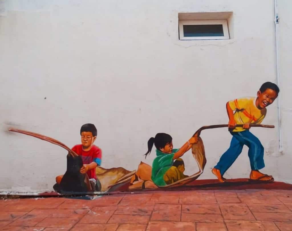 Street art children Melaka