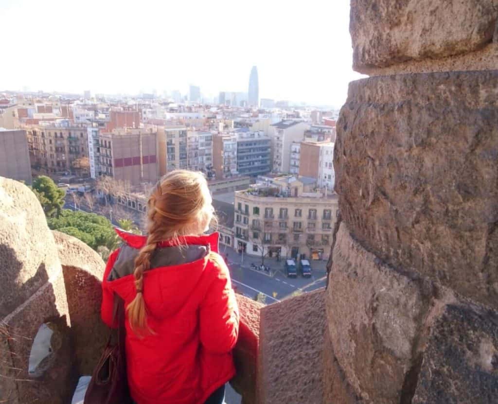 Looking out from Sagrada Familia tower