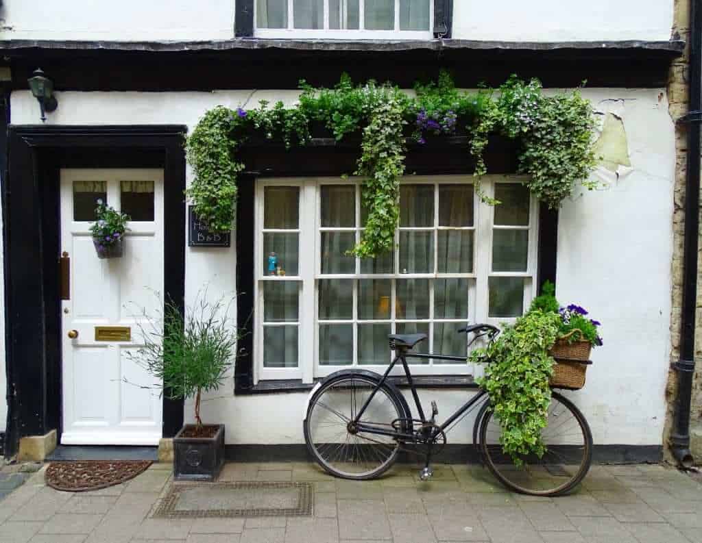 Bike resting infant of black and white guesthouse Oxford