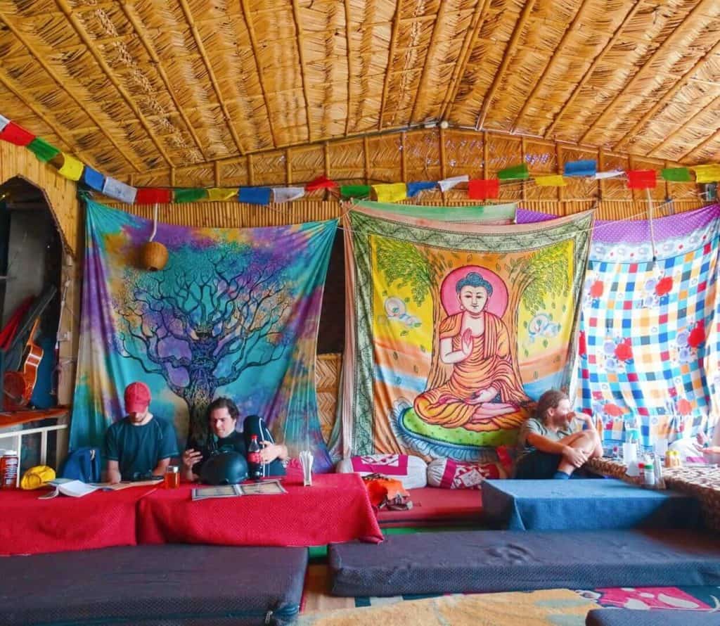 Colourful wall hangings Shambala Cafe Rishikesh