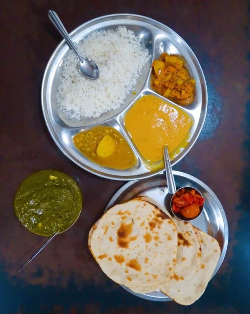 Thali and palak paneer at Mamta Restaurant